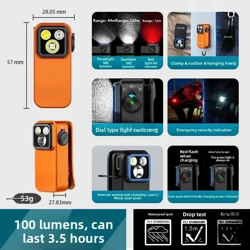 Lightweight EDC Flashlight with Secure Clip Small Handheld Torch for Outdoor Carry