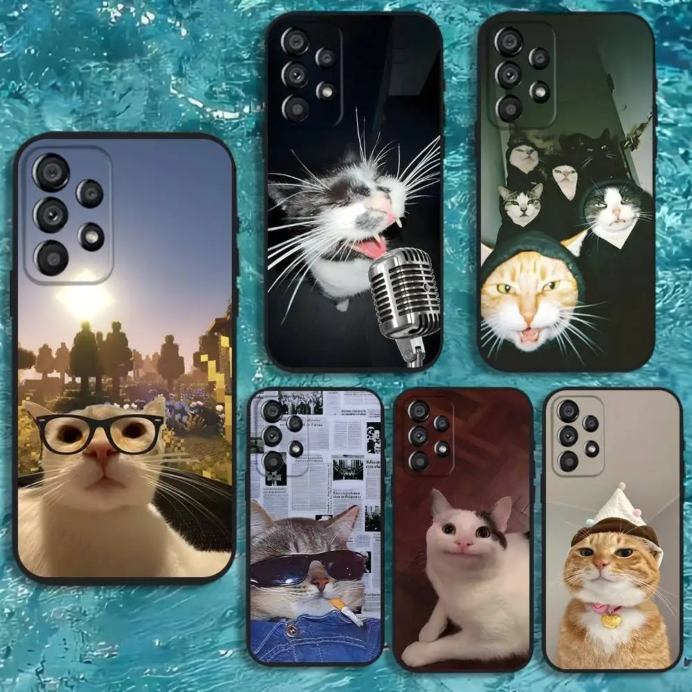 

Funny Cute Animal Cat Phone Case For Samsung Galaxy A20,A21s,A22,A31,A32,A52,A53,A72,73,A80 Soft Black Cover