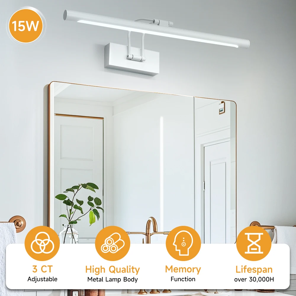 50cm LED Wall Mirror Light 110-264V Modern LED Wall Lamp Toilet Bathroom Lighting Wall-mounted Mirror Lamp 3Colors Make Up Light