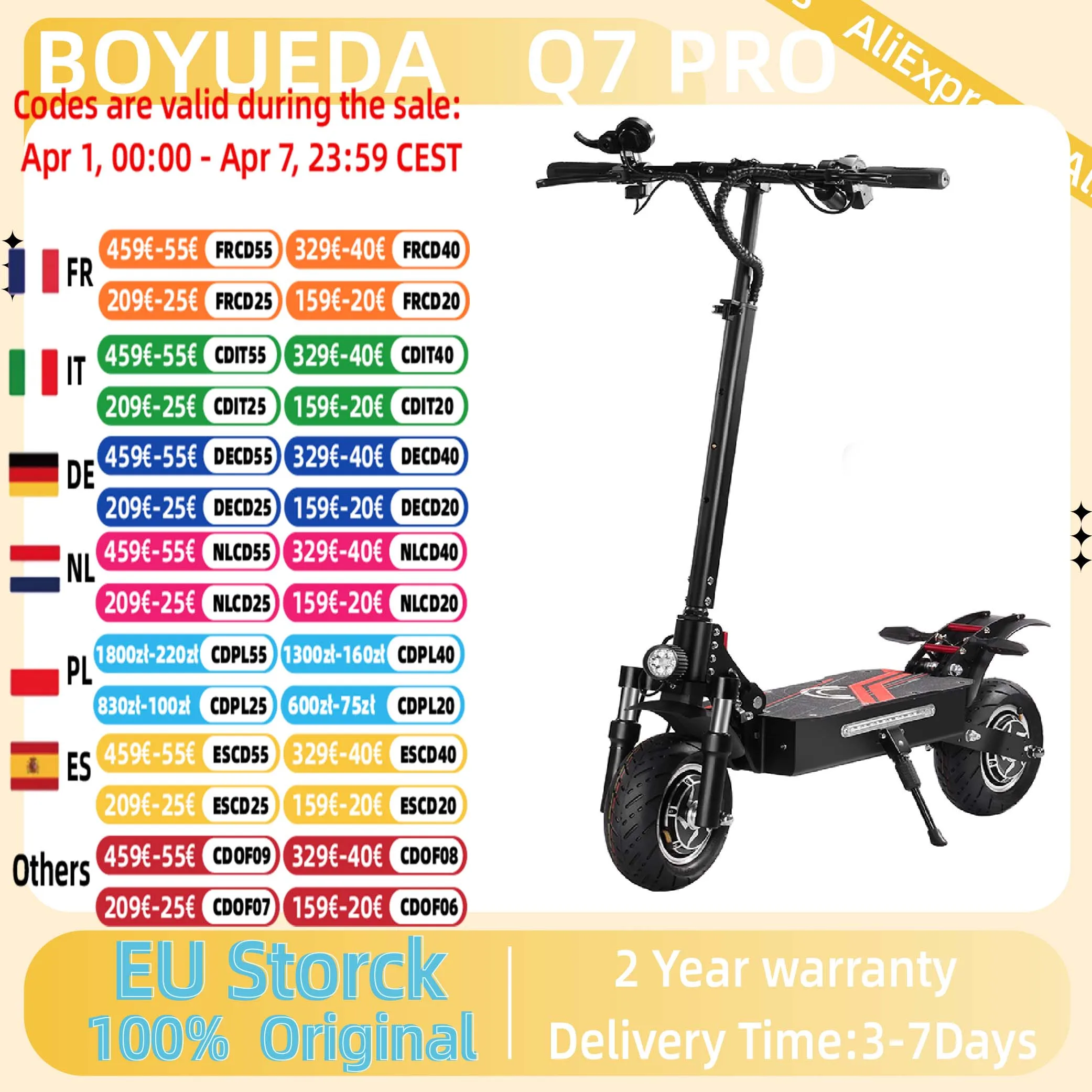 BOYUEDA Q7PRO 3200W double moteur 52V19AH Scooter électrique pliable 10 pouces 70 KM/H kilométrage maximum 70KM charge pneu avec siège