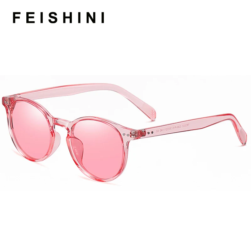 FEISHINI High Quality Small Oval Sun glasse Women Polarized Vintage Light Plastic Titanium Bond Sunglasses Men UV400 Protection