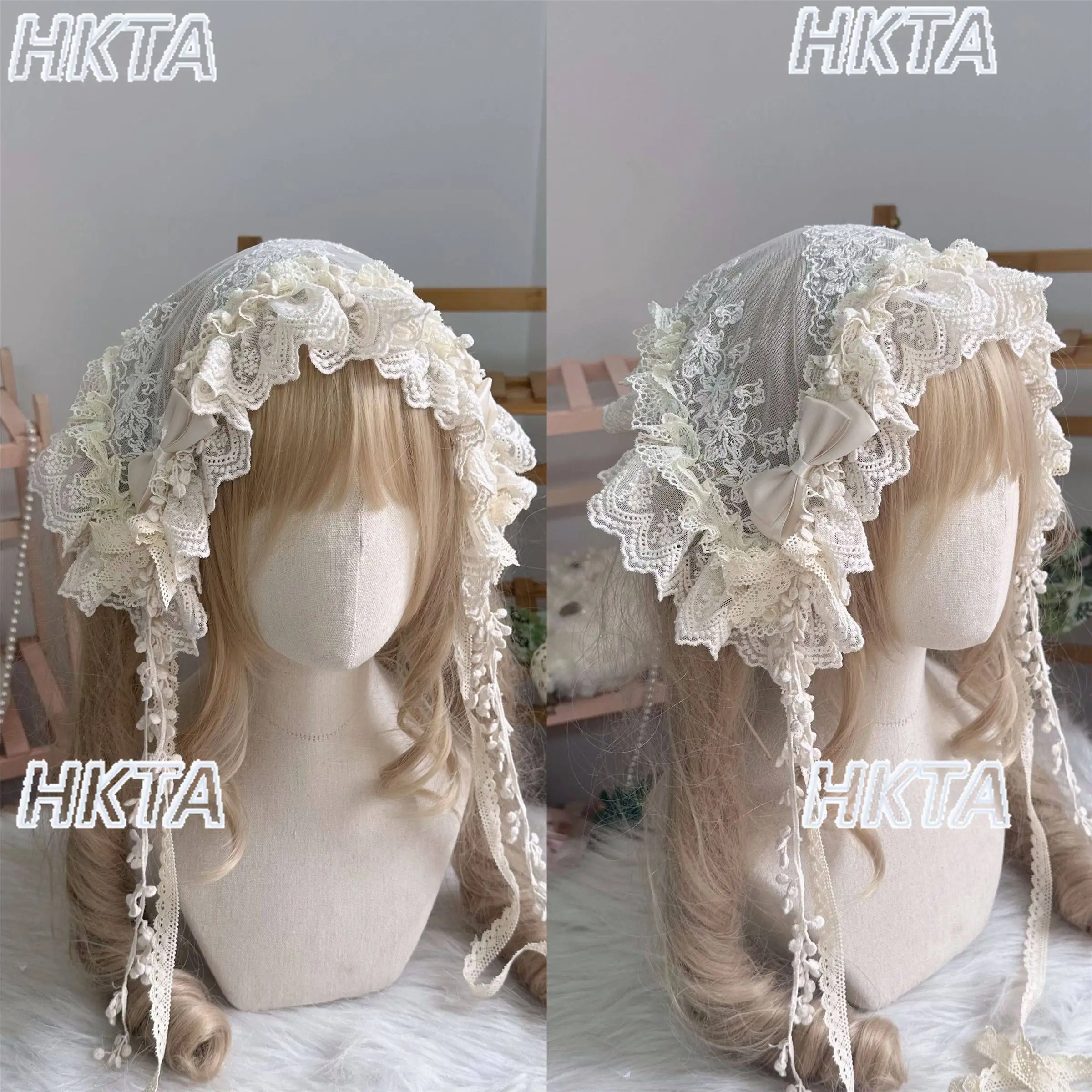 

Lolita Lace Triangle Scarf Headscarf Lolita Girl Handmade Fashion Photo Check-in Decoration Cosplay Hairband Hair Accessory