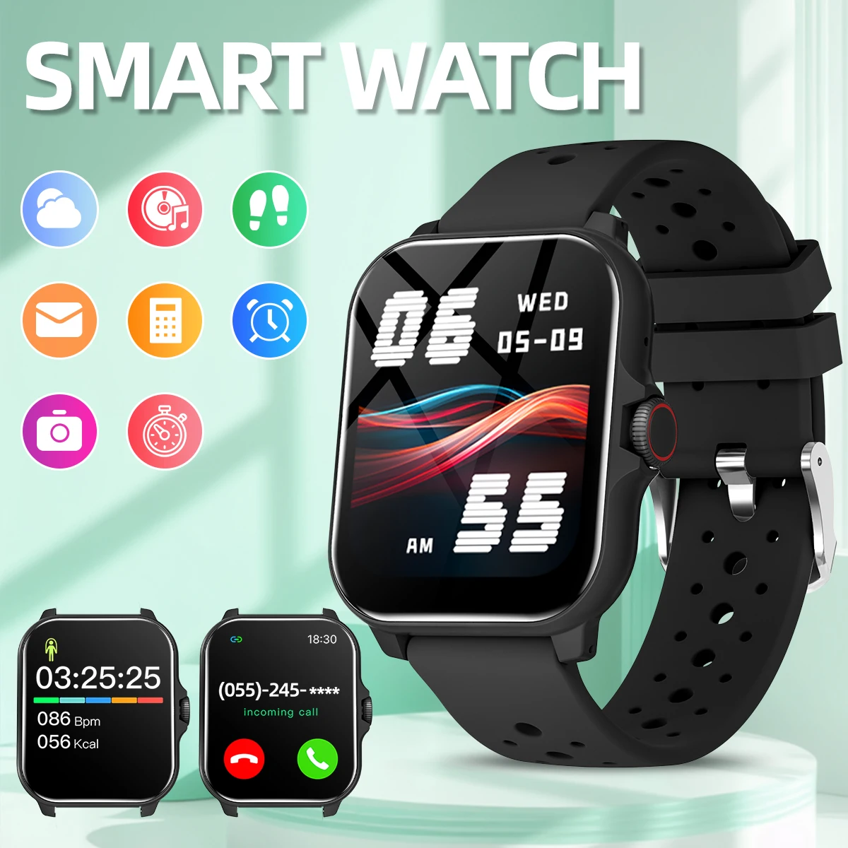 

Умные часы 1,83 дюйма, IPS, Bluetooth, звонки, музыка, низкое энергопотребление, большой аккумулятор, фитнес-смарт-часы для Android, iOS, для мужчин и женщин