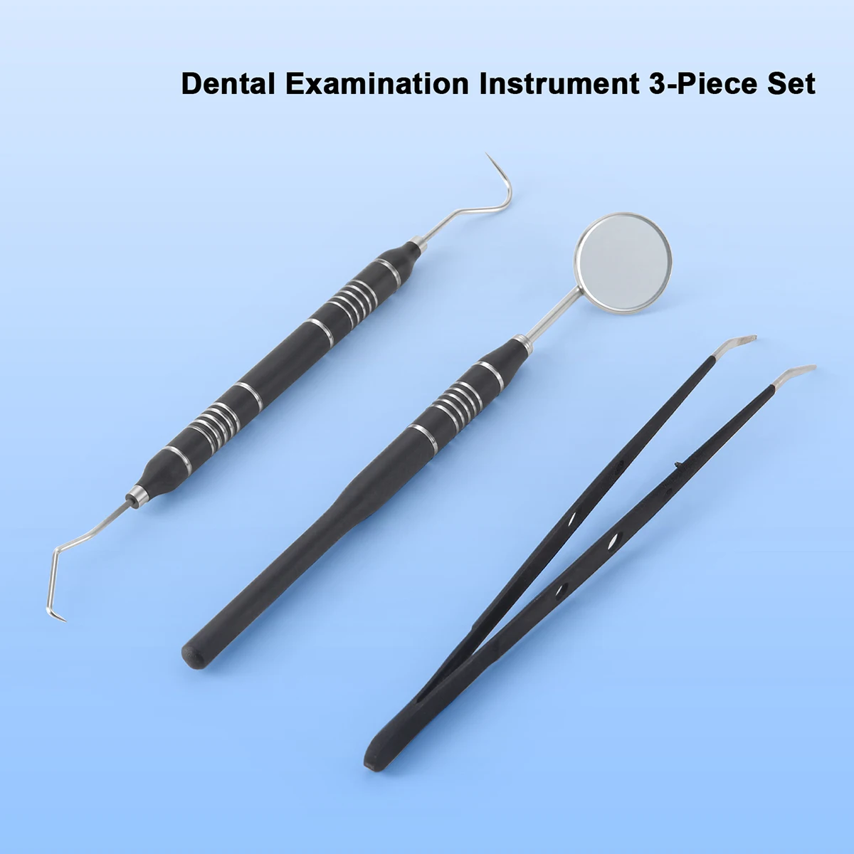 3-teiliges Set AZDENT Dental-Mundreinigungswerkzeug Zahnschaber Mundspiegel Pinzette Sondenspatel Edelstahl Zahnarztinstrument – Detail 3