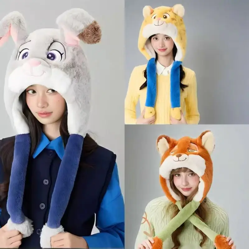 Disney'S Zootopia Judy Nick Crowhouse Cappello di peluche Calore Simpatico cartone animato Cappucci per orecchie caldi invernali per bambini Regalo di Natale