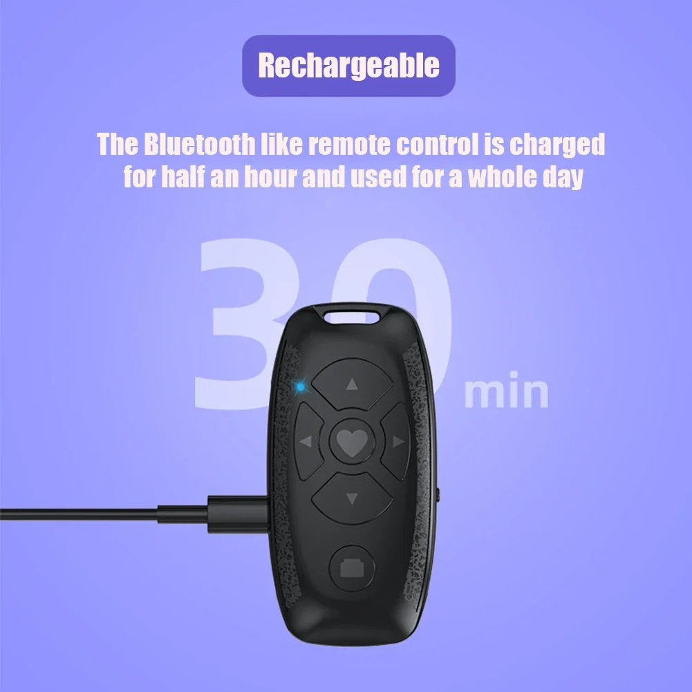 Recharegable Bluetooth Remote Control Button Wireless Controller Selfie Camera Stick Shutter Release For Phones e-book Page Turn