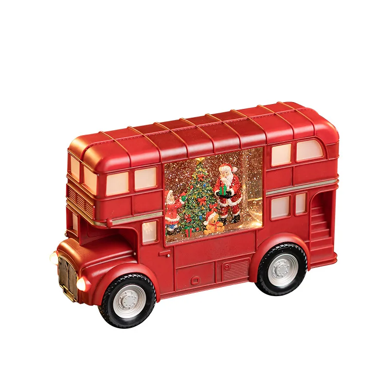 Christmas Car Bus Toy Decoration Scene Arrangement Music Box Snowflake Children's Gift Ornament Old Man