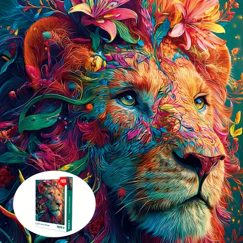 1000-Piece Jigsaw Puzzle for Adults: Majestic Lion in Vivid Colors, Large 70x50cm (27.5x19.7in)  Christmas Gifts