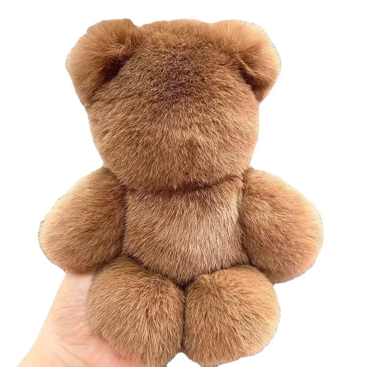 رائعتين الأرنب الفراء الدب سيارة المفاتيح قلادة أفخم محشوة الحيوان حقيبة كتب معلقة حلية هدية عيد ميلاد #6