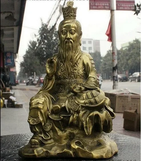 

9" Chinese Brass Taoism Temple Founder Taishang Laojun Senior Moral God Statue
