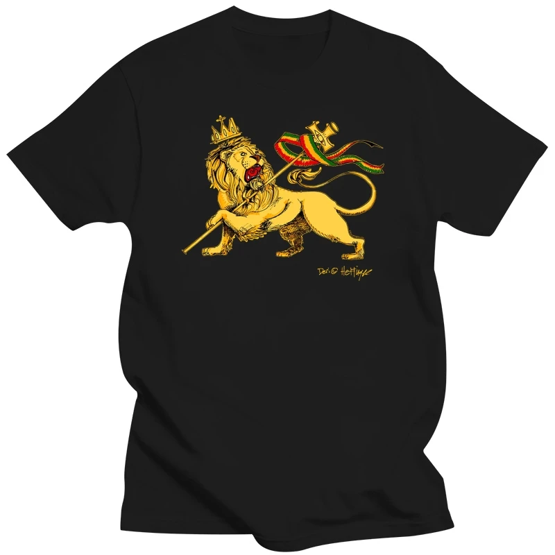 Lion Of Judah With Staff Red Gold Green  Crown Black T Shirt Ltd Quantity Roots 2Xl 15Xl Tee Shirt