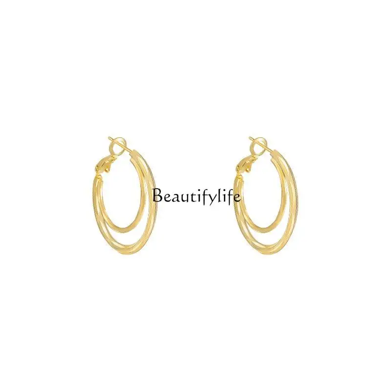 

High-end gold multi-layer circle earrings New popular niche light luxury earrings Big earrings