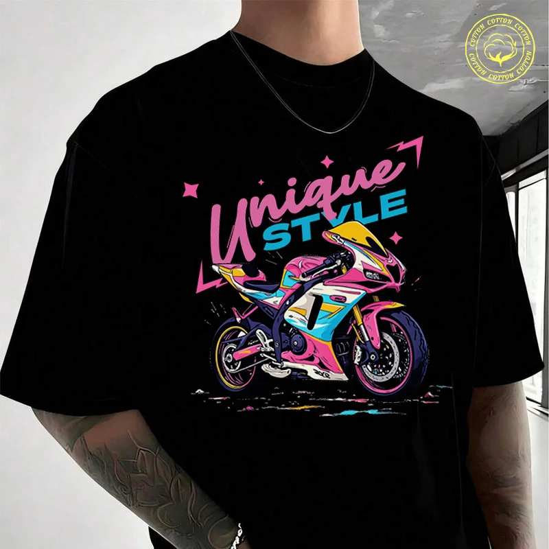 

A Sport Motorcycle Design Moto Cotton Casual T-shirts Summer Cotton Short Sleeved O-Neck Breathable Unisex Tops
