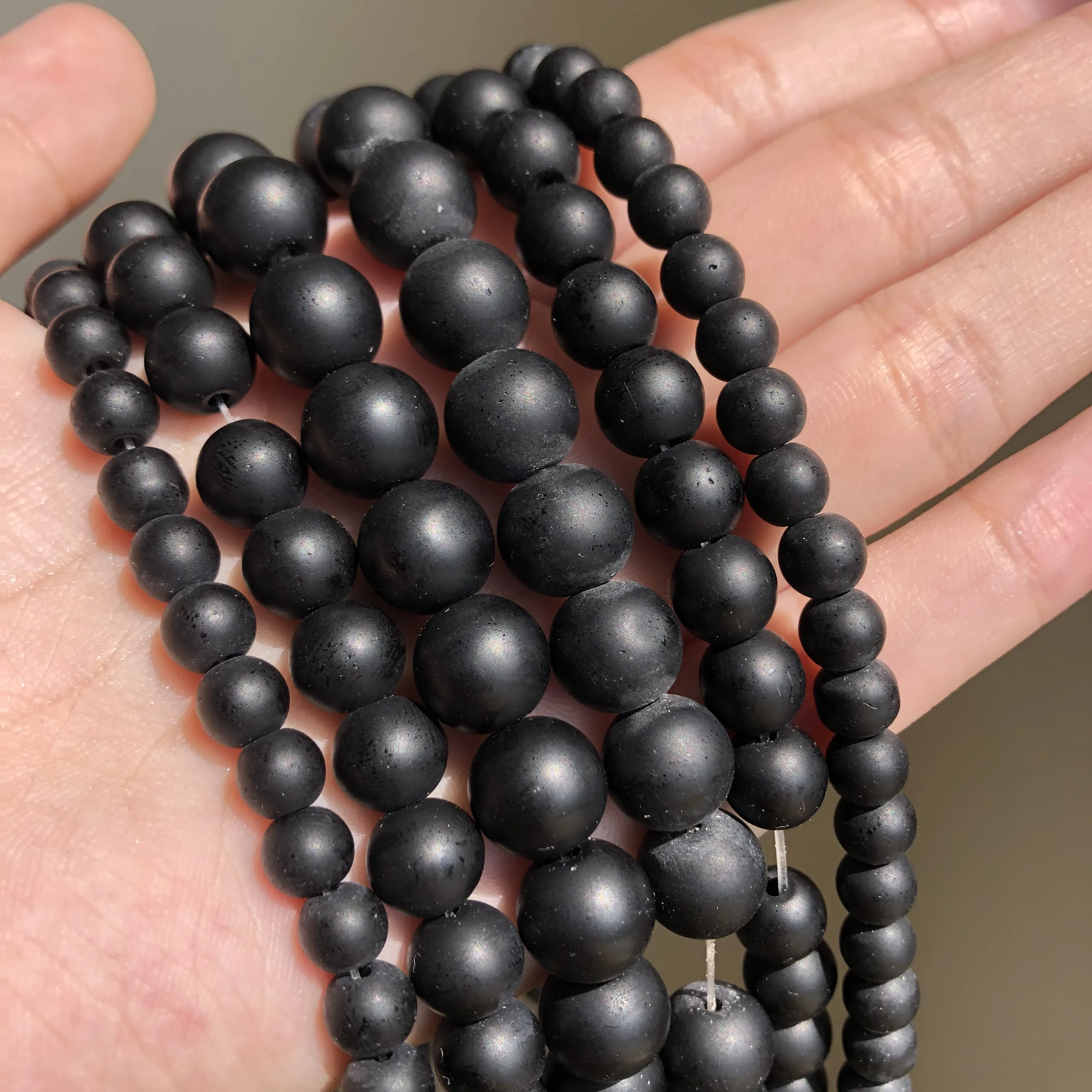 Matte Natural Black Agates Onyx Round Loose Stone Beads For Jewelry Making DIY Charm Bracelet Necklace 4 6 8 10 12mm 15 inch