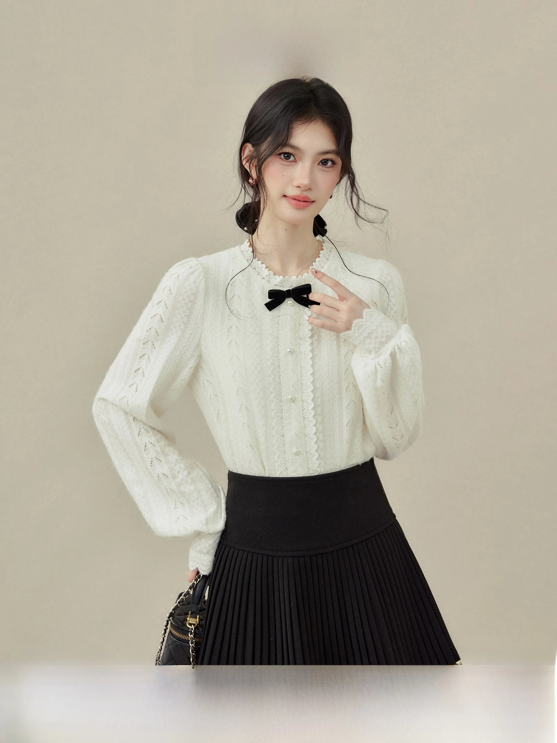 

Женское нижнее белье Ouyang Xi Snowflake Rabbit: Длинное кружевное платье-комбинация с узлом во французском стиле, облегающее, для подростков