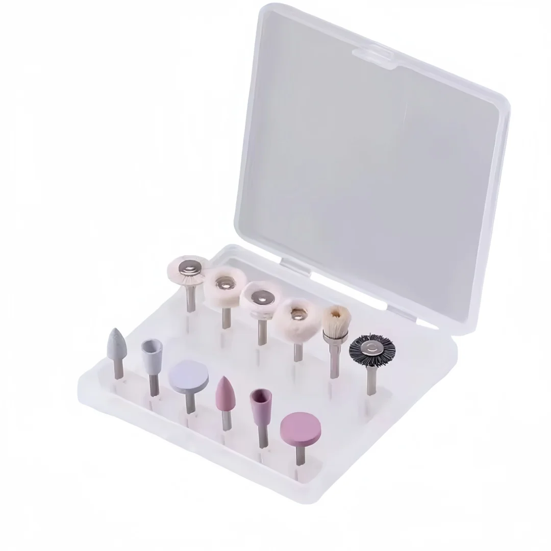 

12Pcs/Box Dental Composite Polishing Kit for Dental RA2.35mm Shank Low Speed Handpiece Teeth Nail Polisher Tool Grinding Heads