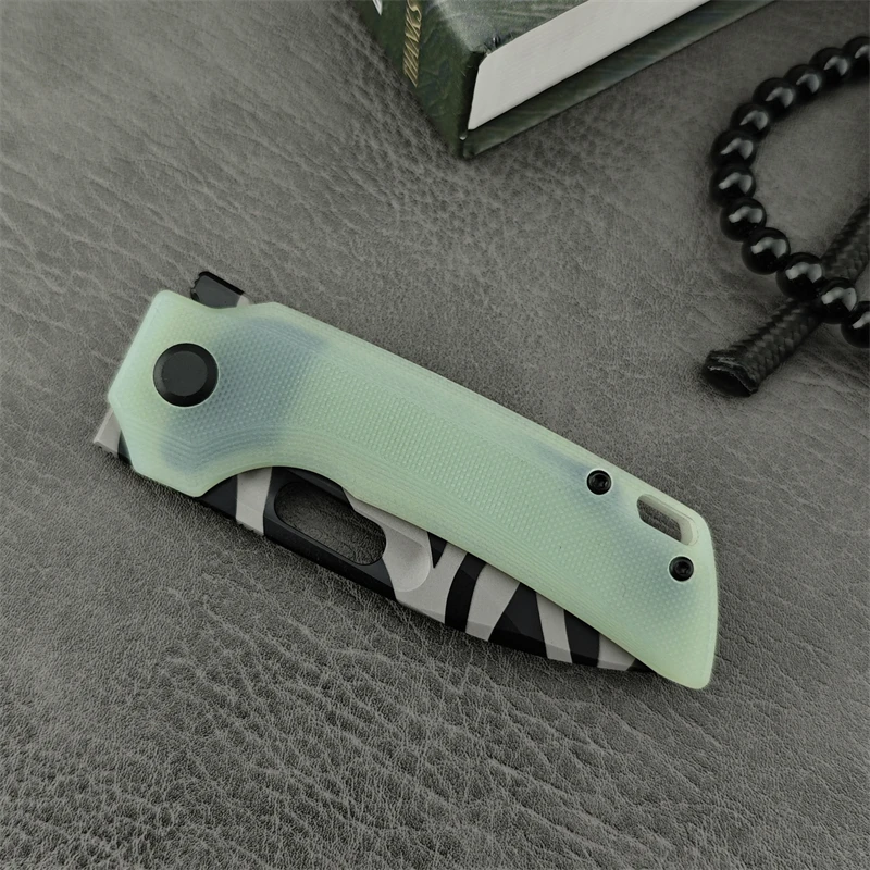 Small tadpole portable D2 steel G10 handle folding knife household fishing survival pocket tool knife