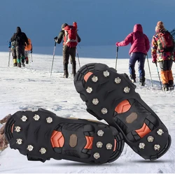 Crampones de 11 dientes para exteriores, senderismo, escalada, nieve y hielo, cubiertas antideslizantes para zapatos de invierno, picos, accesorios para zapatos de nieve