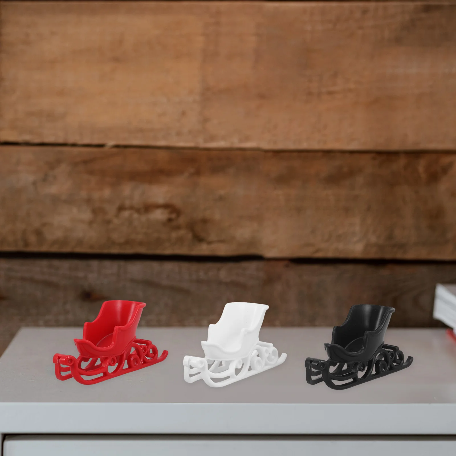 

12Pcs Christmas Sleigh Decoration Santa Table Decor Exquisite Miniature Festival Adornment Desktop Sleigh Ornament