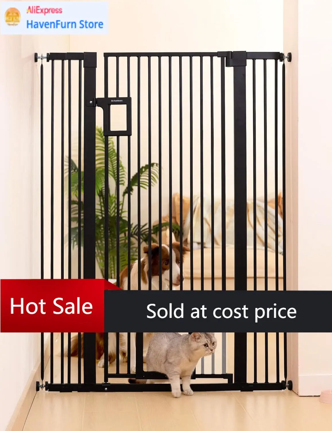 

Защитный барьер для животных Activity price55" Extra Tall с регулируемой дверцей для кошек, 29-43 дюйма, с автоматическим закрытием, без сверления, на прижимном креплении для дверей