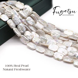 1string Baroque Natural Freshwater Pearl Square Shape Beads Charms for DIY Women Men Necklace Jewelry Making Accessories