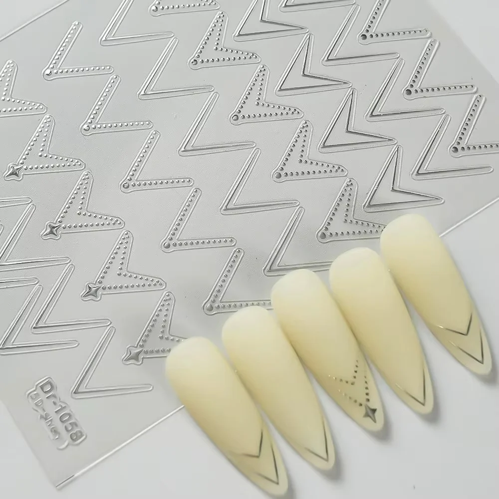 幾何学的なラインスターネイルステッカー 5D エンボスネイルアートデコレーションステッカー女性のための DIY マニキュア自己粘着装飾デカール