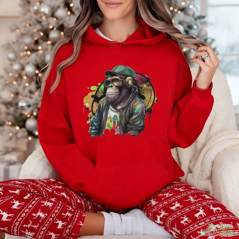 Lustiges Affen-Design, Unisex, College-Stil, Kapuzenpullover, Sport- und Freizeitkleidung, trendige Mode, lustiger Herbst- und Winter-Grafik-Hoodie