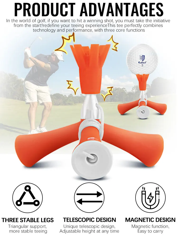 Caiton 1 Stück verstellbares dreieckiges Golf-Tee, Mutter- und Kinder-Design, magnetischer Hutclip, kompatibel, langlebig, stabil, wiederverwendbar, 4 Farben – Detail 3