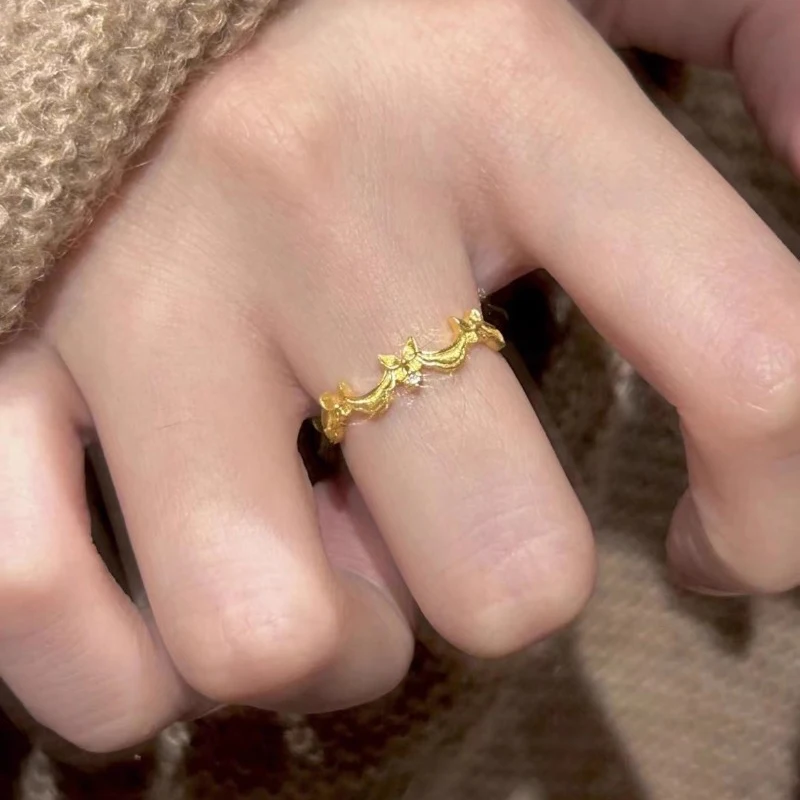 

Винтажные блестящие кольца в дворцовом стиле с бантом для женщин, минималистичные тонкие кружевные кольца с бриллиантами, подходят для повседневных ювелирных подарков