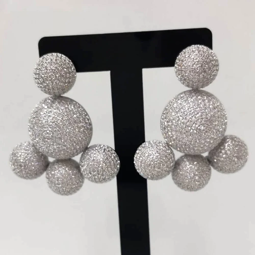 

Soramoore New Cute Luxury Ball Drop Dangle Earrings For Women Wedding Party Jewelry Ladies Daily Trendy Accessories Hot Sale