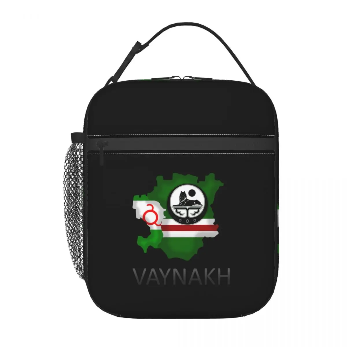 Vaynakh Chechen Thermal Insulated Lunch Bag Chechnya Flag Map Portable Lunch Container for Outdoor Picnic Multifunction Food Box