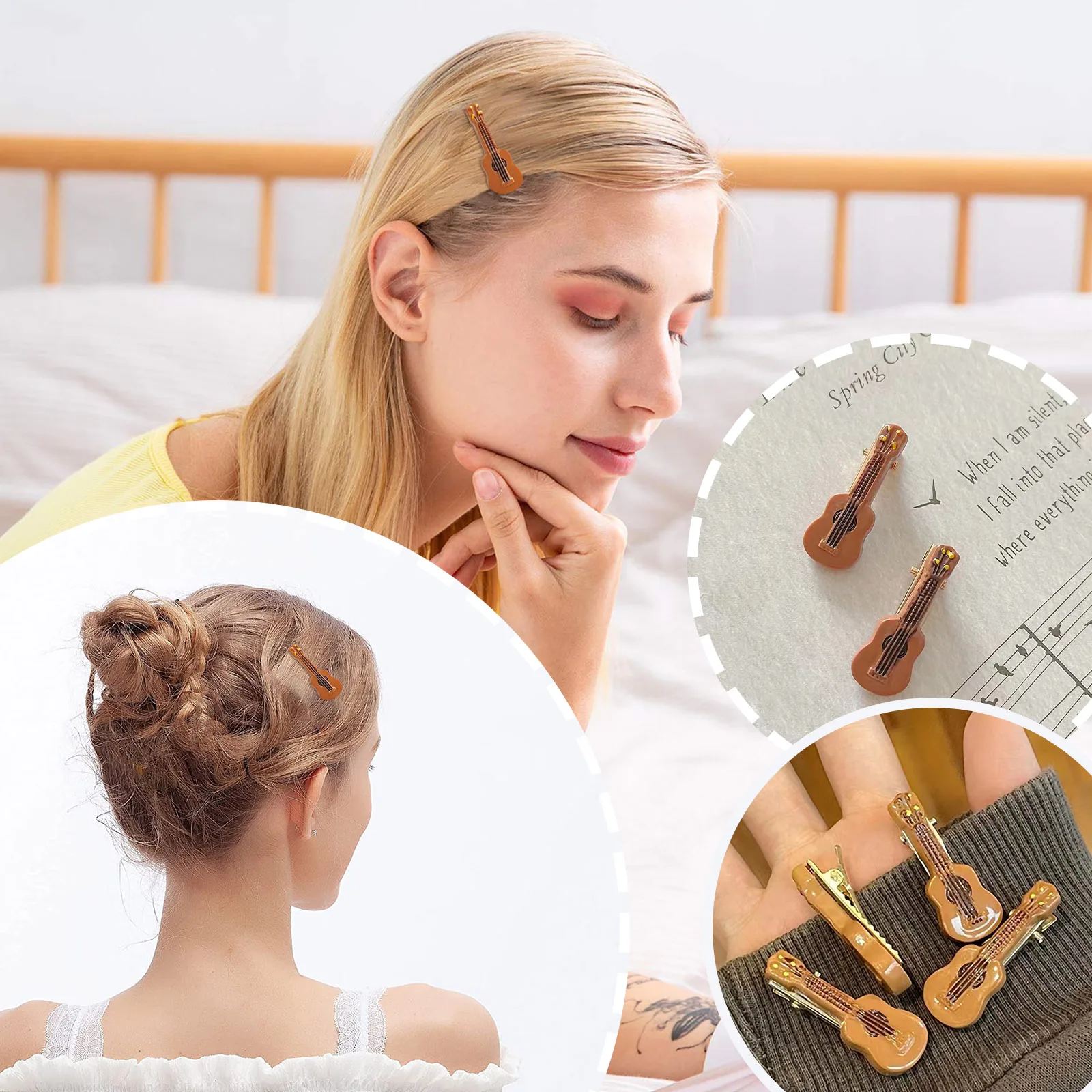 

Y2k Красочная металлическая заколка для волос с гитарой, мини-боковая заколка, милая заколка для девочек, уменьшающая возраст челки, модные головные уборы, аксессуары для волос 헤어шенко