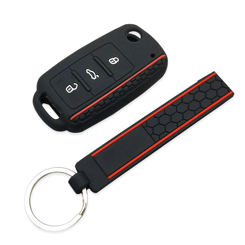 3 Button Silicone Car Key Case Cover for Volkswagen VW Polo Golf 7 MK7 for Skoda Octavia Combi SEAT Leon Ibiza CUPTRA Keychain