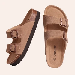 Shevalues Classic Platform Cork Sandals For Women Suede Flats Sandals Summer Outdoor Wear Beach Slippers With Adjustable Buckle