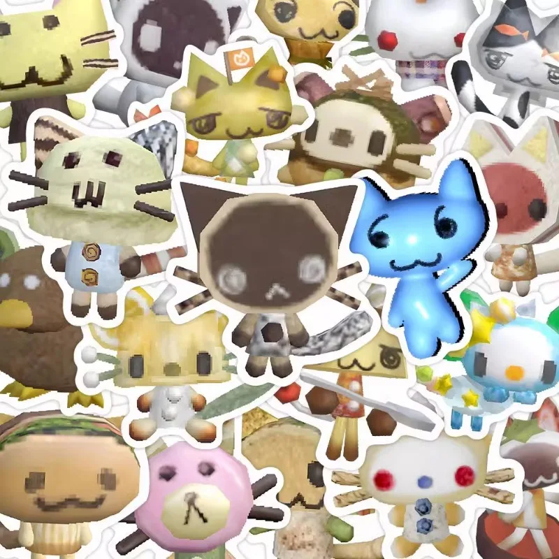 10/62Pcs Cartoon Game DUO LUO Cat Stickers Cute Decoration DIY Water Cup Guitar Skateboard Luggage Waterproof Children's Gift