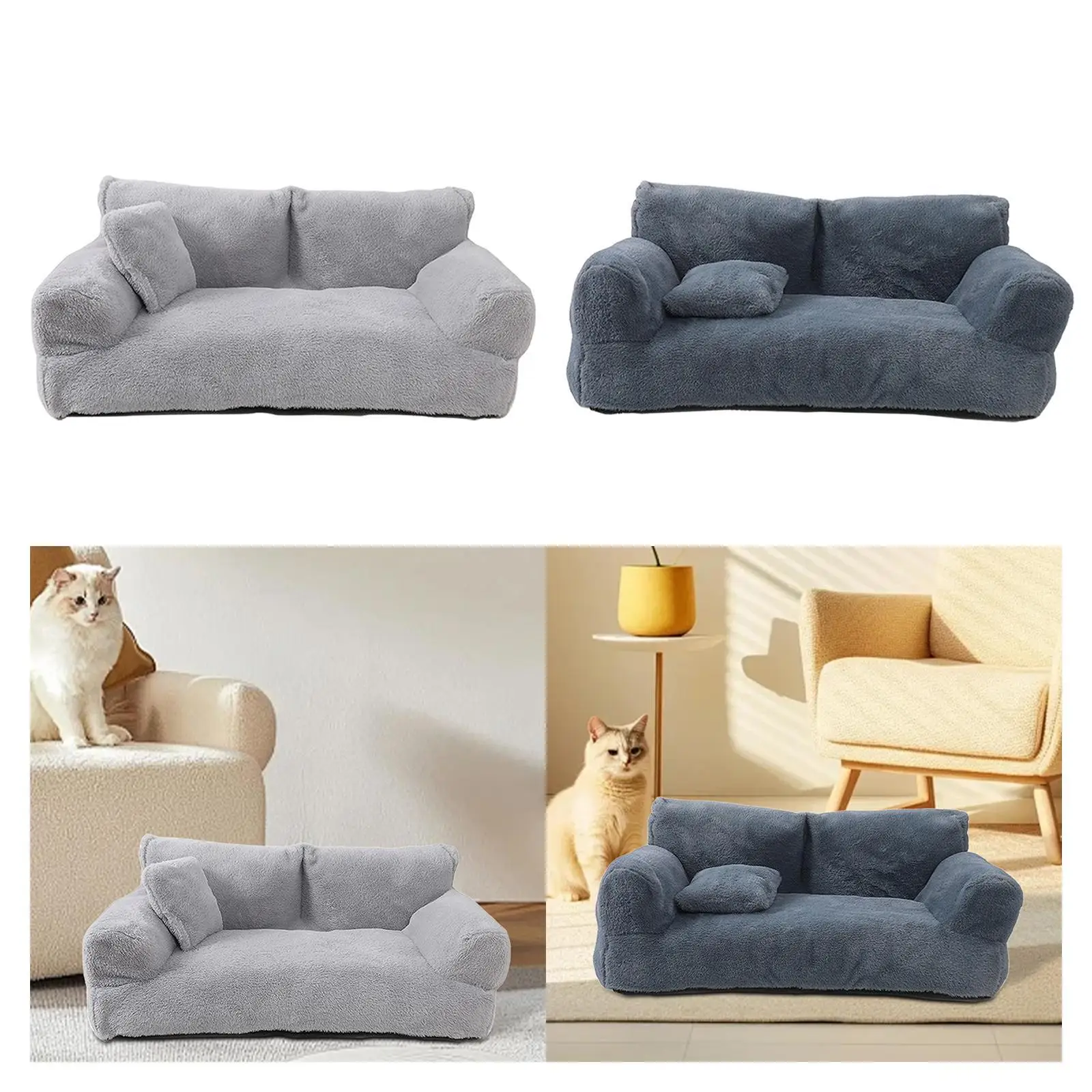 Dog Sofa Bed Multipurpose Comfort Anti Slip Bottom Kennel Bed All Seasons with Removable Cover Pet Couch for Kitten Pet Puppy