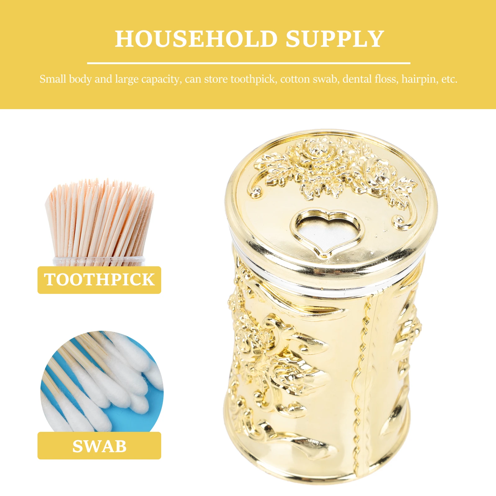 

2Pcs Automatic Holders Plastic Portable Dispensers Plastic Toothpick Holders Golden Rotating Boxes Travel Storage Containers