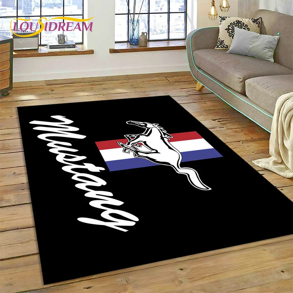 Classics 3D F-Ford GTR Mustang Car Carpet Rug for Bedroom Living Room Home Sofa Decoration,Children Game Large Decor Floor Mat