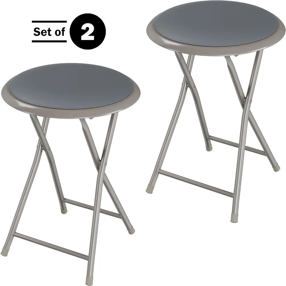 2-Pack Heavy-Duty Folding Bar Stools, 18-Inch Height with Padded Seats, 225lb Capacity for Home Use
