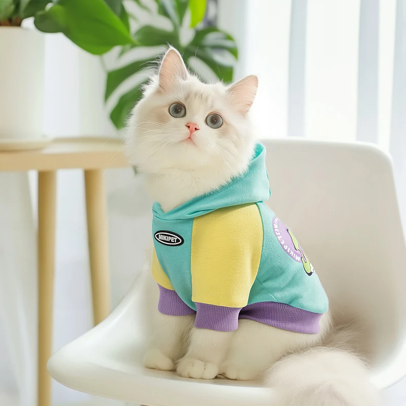 Cat Clothes Autumn and Winter Style German Ragdoll American Shorthair Silver Gradient Pet Clothing Winter Cat Warm Hooded Clouth