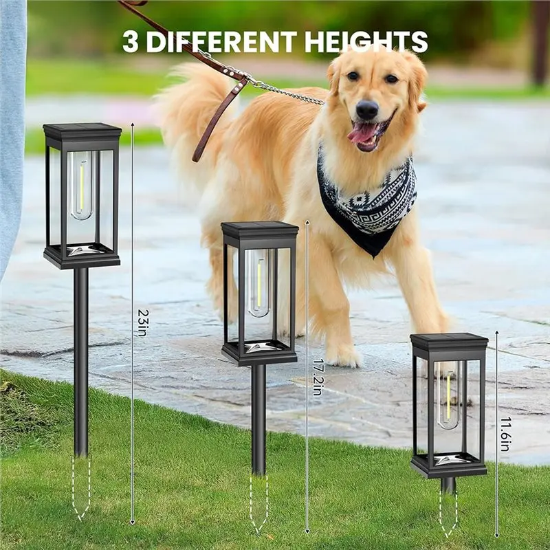 [NEWA64Z!】 Outdoor 8-Pack Square Solar Pathway Lights Warm White LED Auto On/Off IP65 Waterproof For Garden For Walkway Driveway
