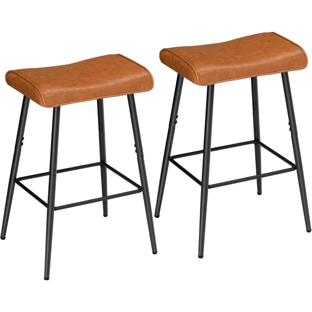 

Bar Stools, 24.8 Set of 2 Barstools, PU-Padded Tall Stools with Foot Support, Kitchen Breakfast Seats, Counter Height Bar