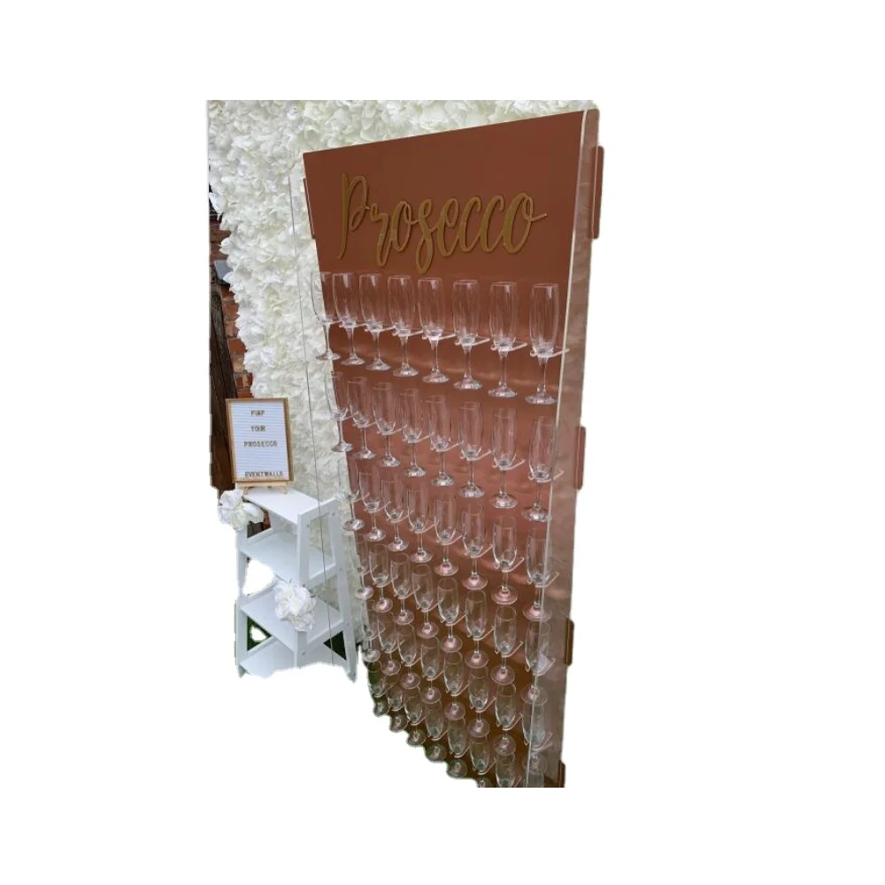 Acrylic Rose Gold Color Acrylic Wedding Champagne Wall Plexiglass Champagne Cup Display Stand