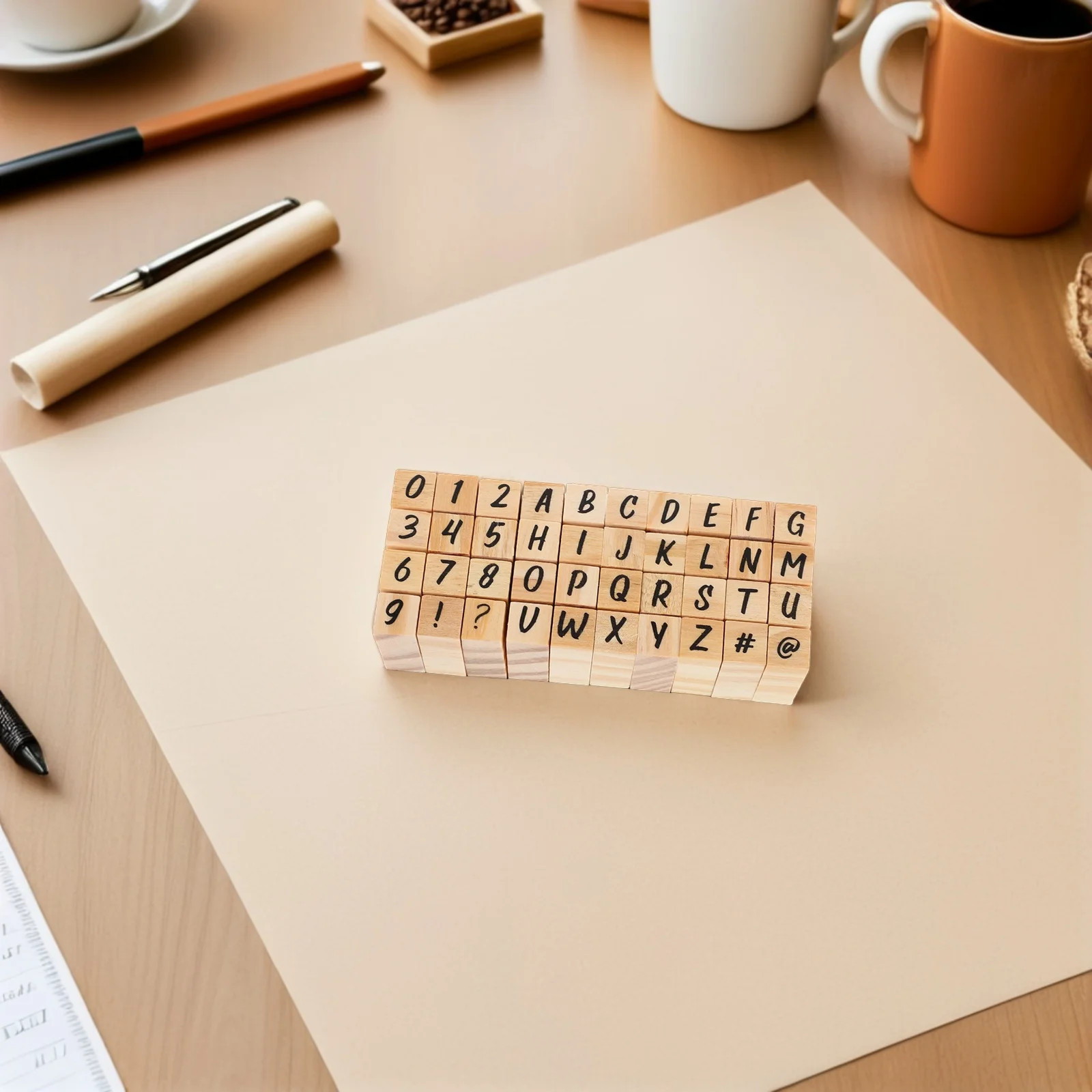 

40pcs Diy Letter Stamp Set Wooden Alphabet Number Punctuation Stamps For Holiday Card Making Scrapbook Crafts Kids Art Projects