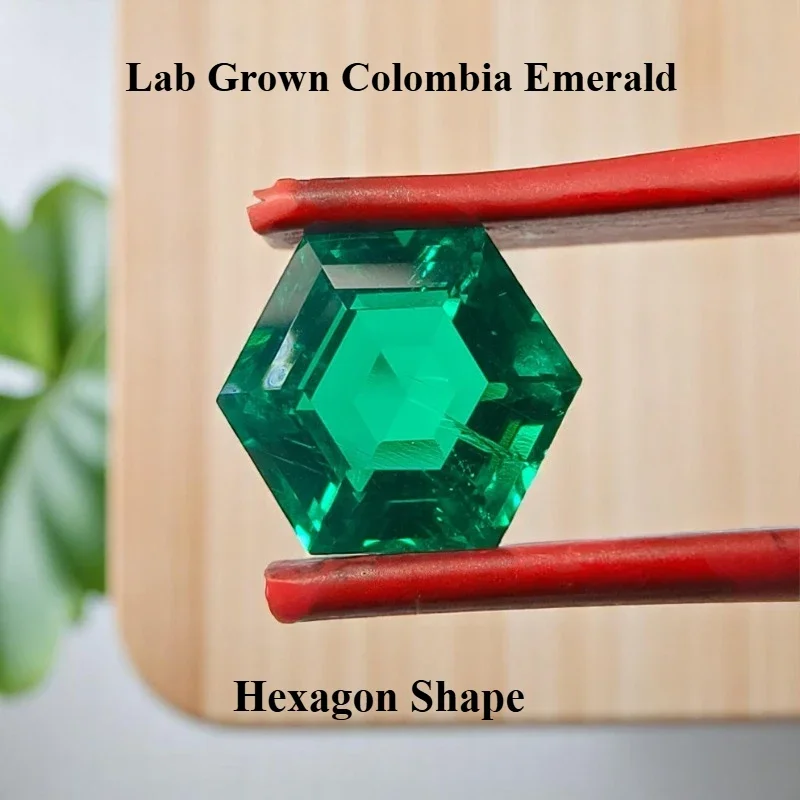 

Laboratory Colombia Emerald Hexagon Shape Green Color Hydrothermal Emeralds for Diy Jewelry Making Selectable AGL Certificate