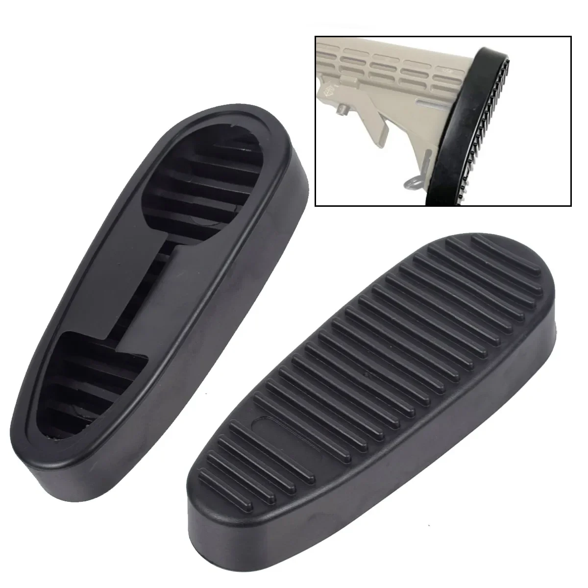 

Tactical Rubber AR15 Recoil Pad Ribbed Stealth Buttpad Slip-on Buttstock for Hunting Rifle Gun Butt Protector Extension