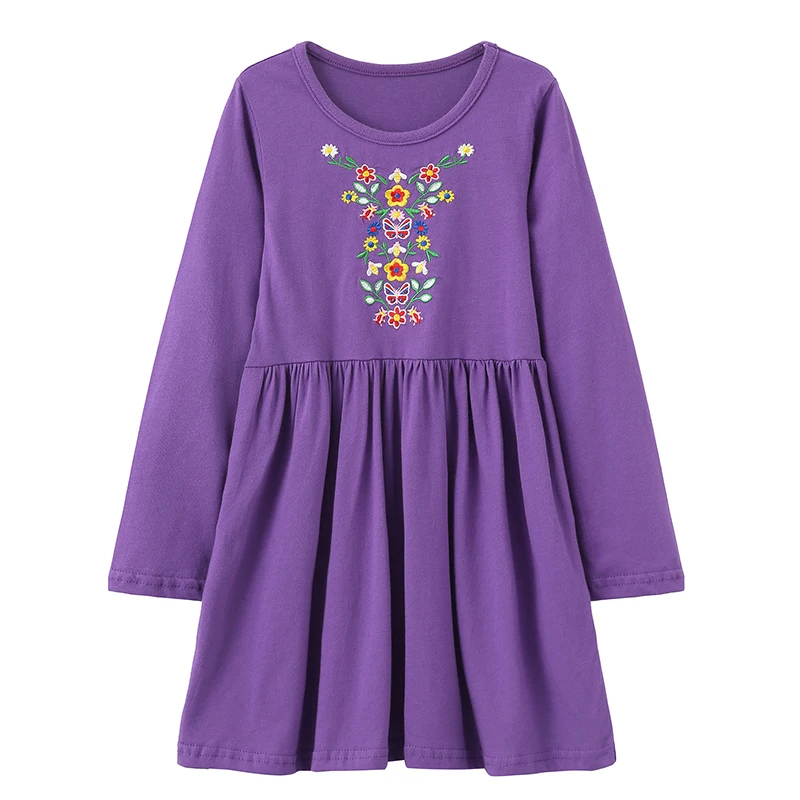 

Jumping Meters 4-8T New Arrival Long Sleeve Princess Girls Dresses Floral Embroidery Autumn Spring Long Sleeve Frocks Baby Dress