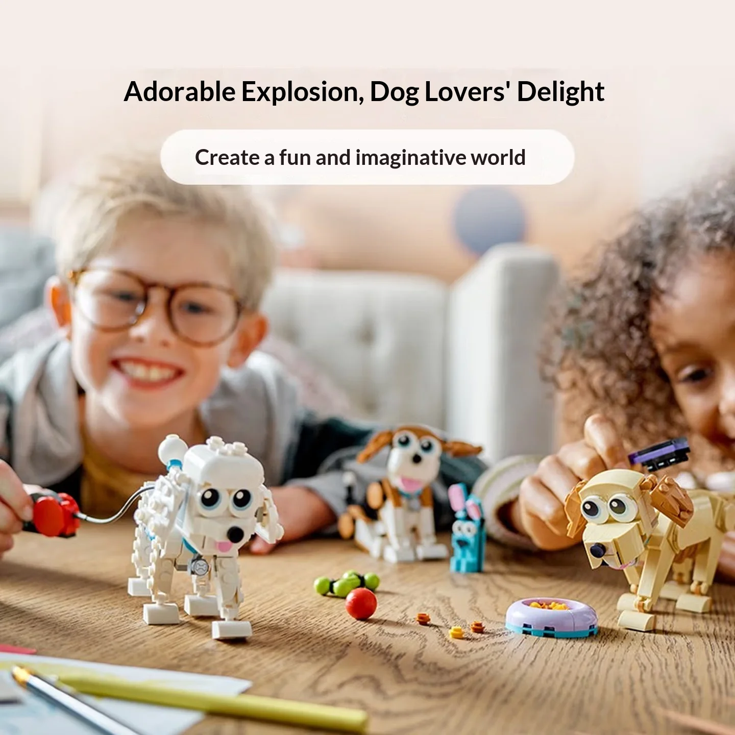 LEGO 3-en-1 série 31137 chiots mignons, garçons et filles assemble des blocs de construction, cadeau de jouets pour enfants