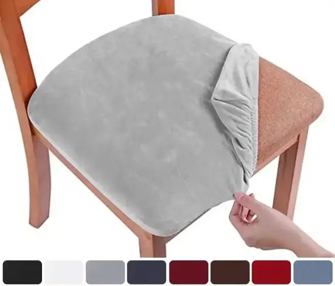 Fundas para cojines de asiento suaves y lisas de tela de terciopelo, fundas elásticas Para sillas, Hotel, banquete, sala de estar, comedor, Fundas Para Sillas