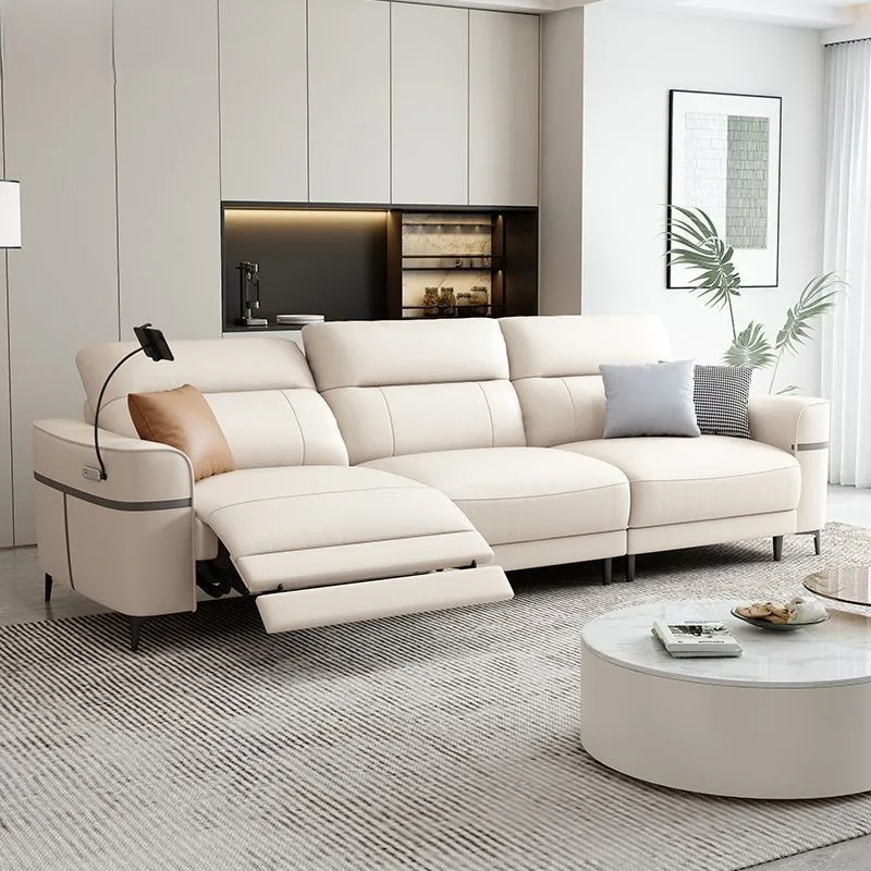 Modern Home Theater Furniture Chocolate Brown Middle Loveseat Genuine Leather Cinema Sofa Seating Electric Cinema Recliner Sofa